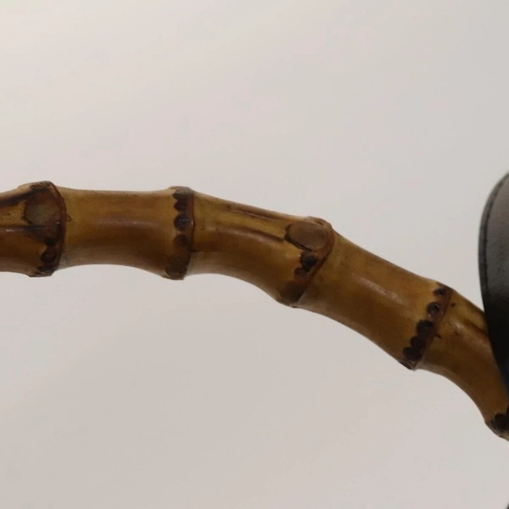 GUCCI Bamboo Shoulder Bag Leather 2way Black Gold 001 1781 1577 Auth 138302 - Picture 9 of 16